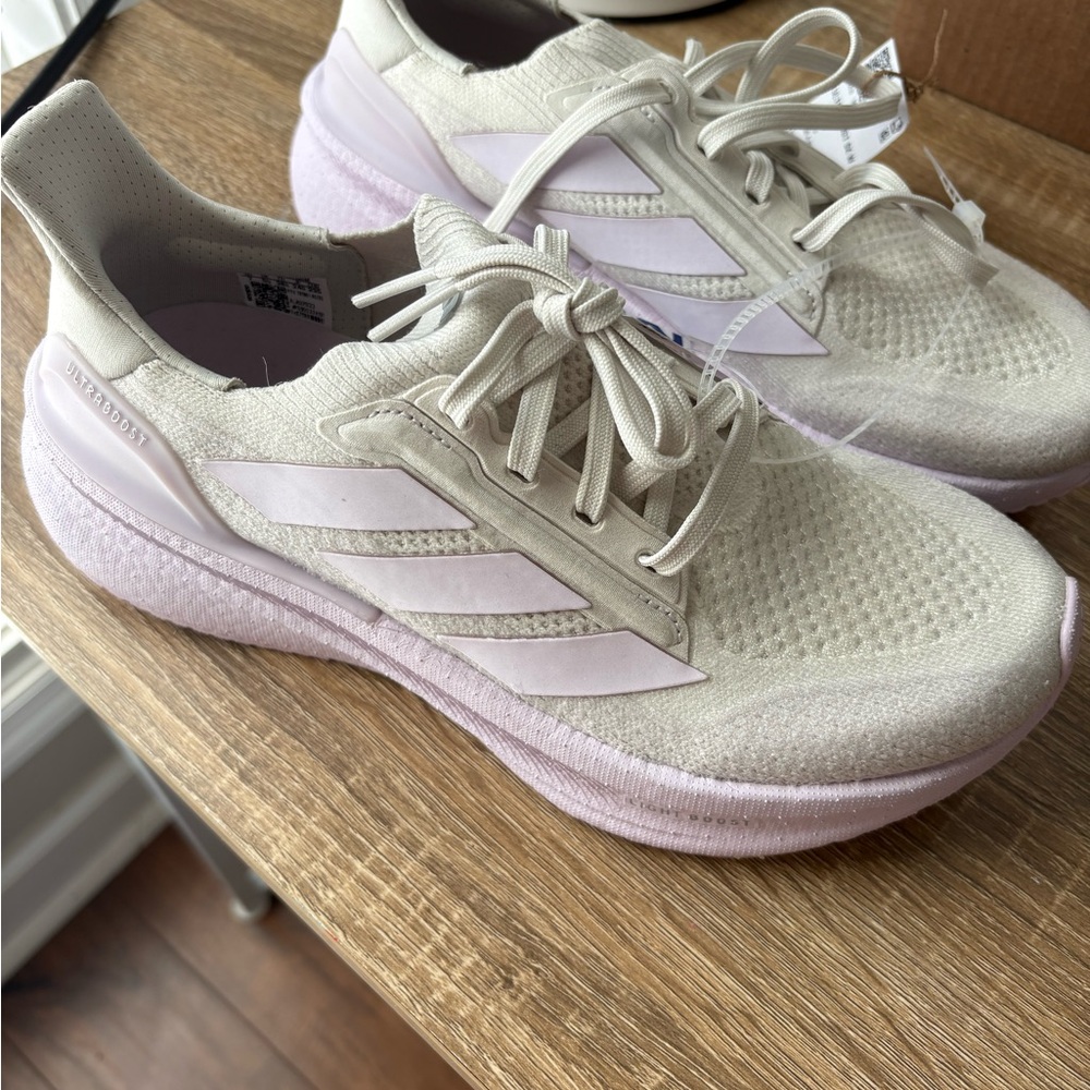 Adidas Women's Cream and Light Pink Athletic Shoes